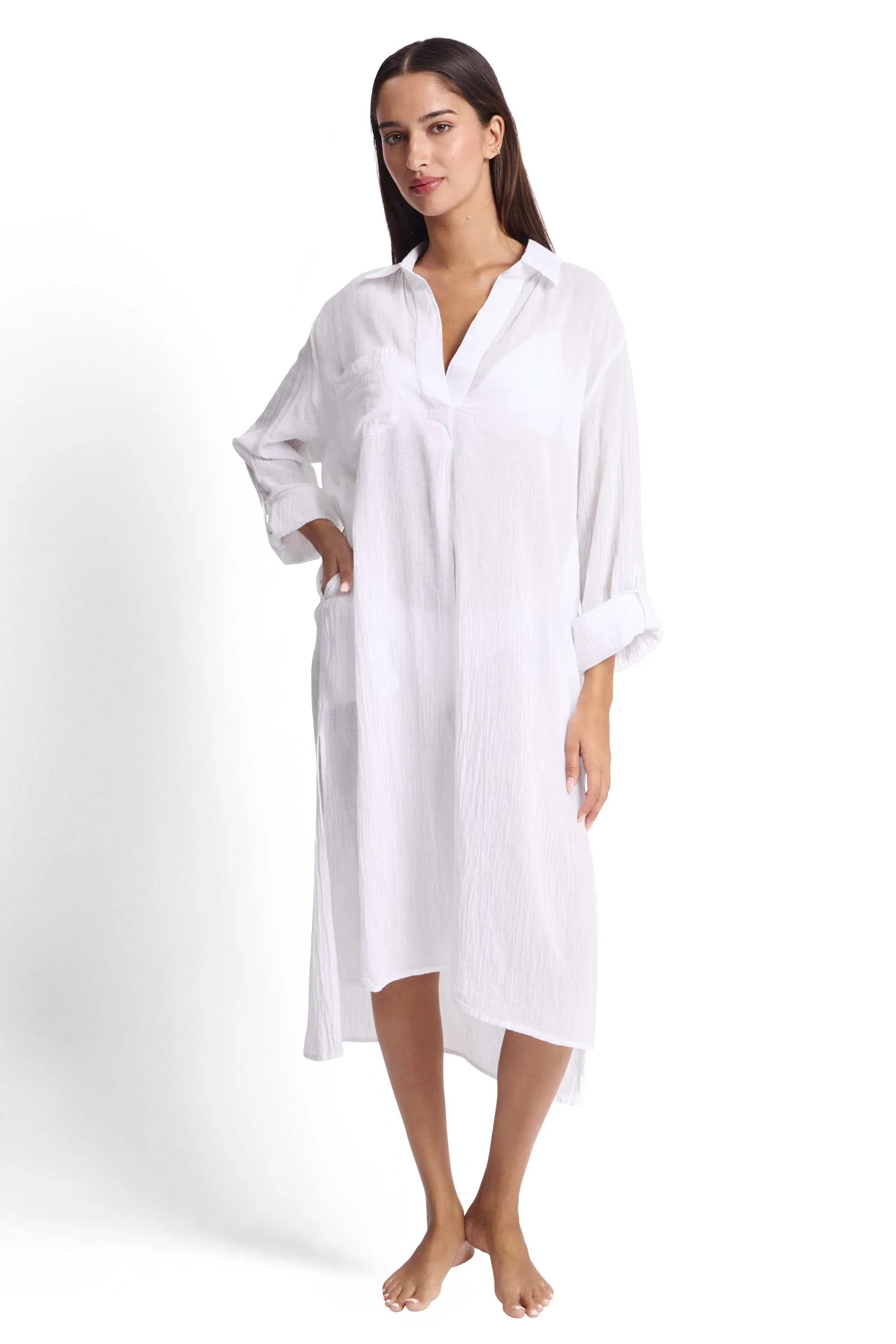 Sunseeker Sunseeker Resort Straight Longline Shirt Sunseeker Resort Straight Longline Shirt | Sunseeker Splash Swimwear Tops