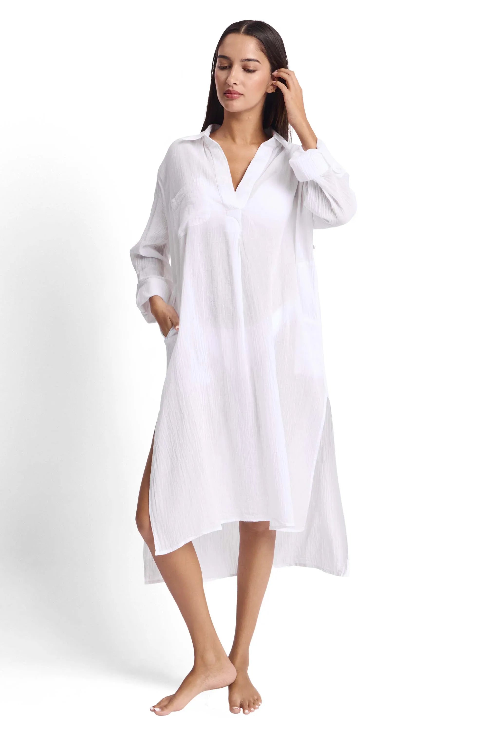 Sunseeker Sunseeker Resort Straight Longline Shirt Sunseeker Resort Straight Longline Shirt | Sunseeker Splash Swimwear Tops