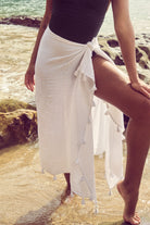 Sunseeker Sunseeker Resort Tassel Hem Sarong White SS92018-WHITE-O-S Sunseeker Resort Tassel Hem Sarong White Splash Swimwear Swimwear White / O/S 9313513406995