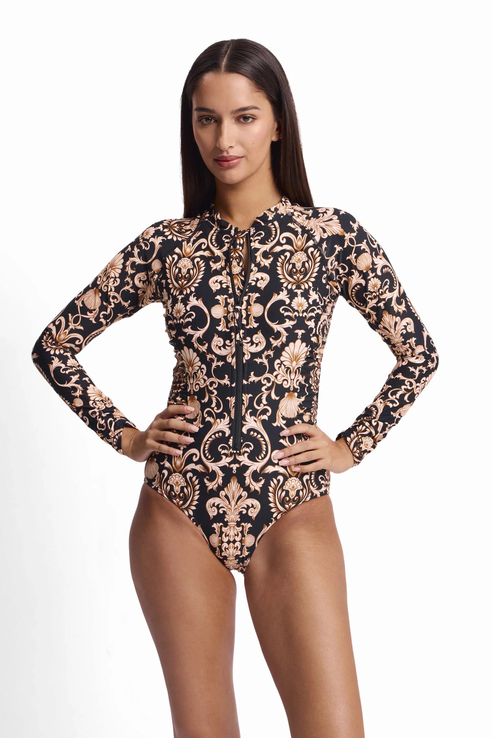 Sunseeker Sunseeker Shell City Gathered Mastectomy Surfer One Piece - Black Sunseeker Basix DD/E Underwire Singlet - Black | Australia Splash Swimwear One Piece Swimwear