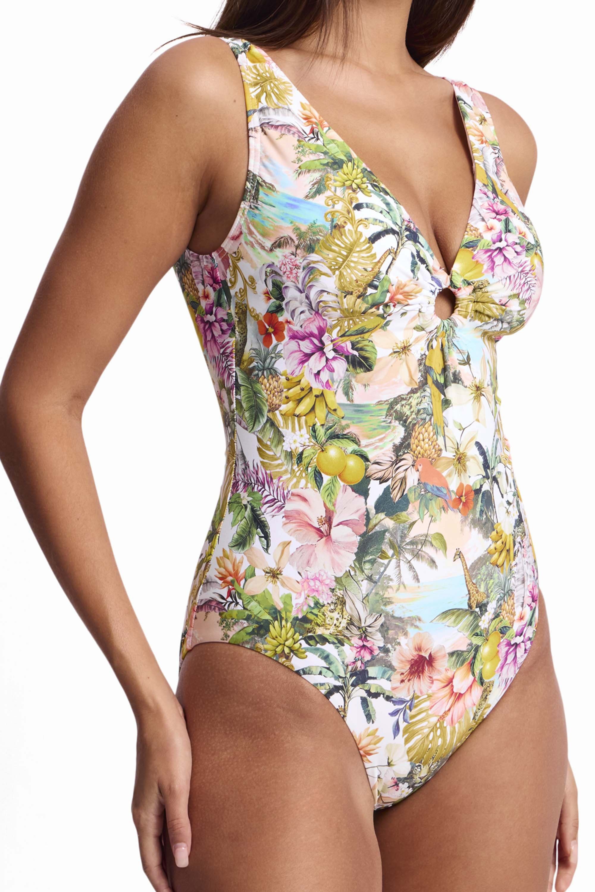 Sunseeker Sunseeker White Lotus Keyhole One Piece - White Sunseeker White Lotus Keyhole One Piece - White Splash Swimwear One Piece