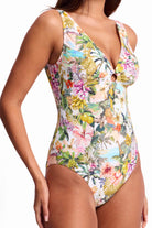 Sunseeker Sunseeker White Lotus Keyhole One Piece - White Sunseeker White Lotus Keyhole One Piece - White Splash Swimwear One Piece