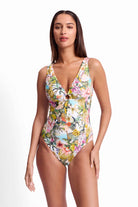 Sunseeker Sunseeker White Lotus Keyhole One Piece - White Sunseeker White Lotus Keyhole One Piece - White Splash Swimwear One Piece