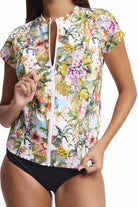 Sunseeker Sunseeker White Lotus Short Sleeve Mastectomy Rashie - White Sunseeker White Lotus Short Sleeve Mastectomy Rashie - White Splash Swimwear