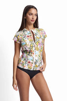 Sunseeker Sunseeker White Lotus Short Sleeve Mastectomy Rashie - White Sunseeker White Lotus Short Sleeve Mastectomy Rashie - White Splash Swimwear