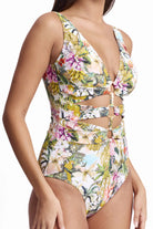 Sunseeker Sunseeker White Lotus Tri Ring Front One Piece - White Sunseeker White Lotus Tri Ring Front One Piece - White Splash Swimwear