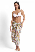 Sunseeker Sunseeker White Lotus Trim Sarong - White SS94073 Sunseeker White Lotus Trim Sarong - White Splash Swimwear Sarongs 9313513928374