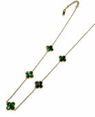 Susan Rose Stainless Steel 5 Clover Necklace - Green SSN74NGRN Stainless Steel 5 Clover Necklace - Green Splash Swimwear Jewellery