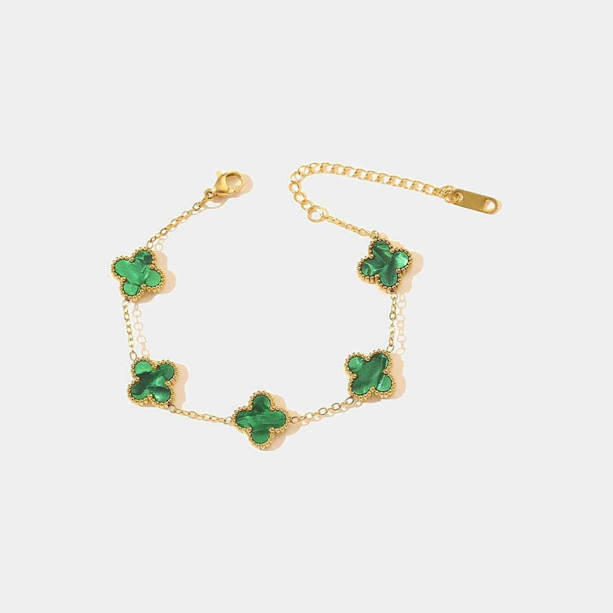 Susan Rose Stainless Steel  Clover Bracelet - Green SSB60GGRN Stainless Steel  Clover Bracelet - Green Splash Swimwear Jewellery 500106