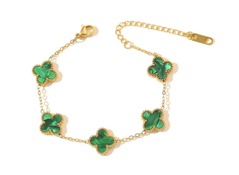 Susan Rose Stainless Steel  Clover Bracelet - Green SSB60GRN Stainless Steel  Clover Bracelet - Green Splash Swimwear Jewellery