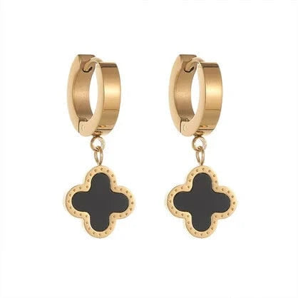 Susan Rose Stainless Steel Clover Gold Huggy - Black SSE10GBLK Stainless Steel Clover Gold Huggy - Black Splash Swimwear Jewellery