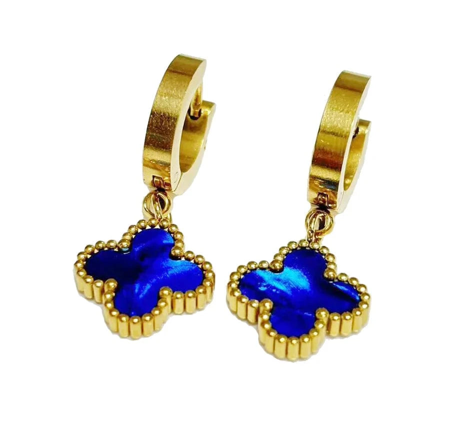 Susan Rose Stainless Steel Clover Gold Huggy - Blue SSE10GBLU Stainless Steel Clover Gold Huggy - Blue Splash Swimwear Jewellery