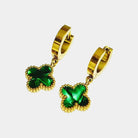 Susan Rose Stainless Steel Clover Gold Huggy - Green SSE10NGRN Stainless Steel Clover Gold Huggy - Green Splash Swimwear Jewellery 500123