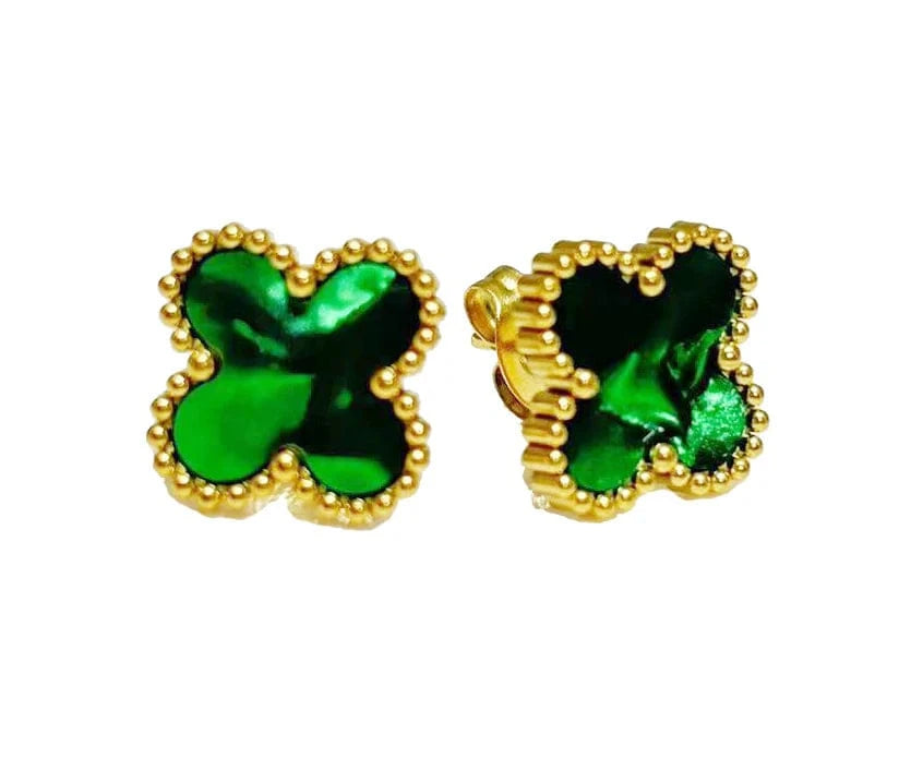 Susan Rose Stainless Steel Clover Stud - Green SSE80NGRN Stainless Steel Clover Stud - Green Splash Swimwear Jewellery