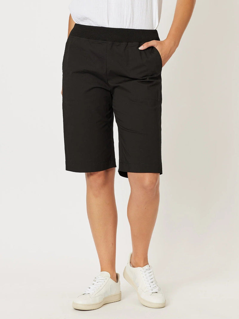 Threadz Womens Shorts 43105 Black / XS Santorini Cotton Pull On Shorts Threadz Santorini Cotton Pull On Shorts