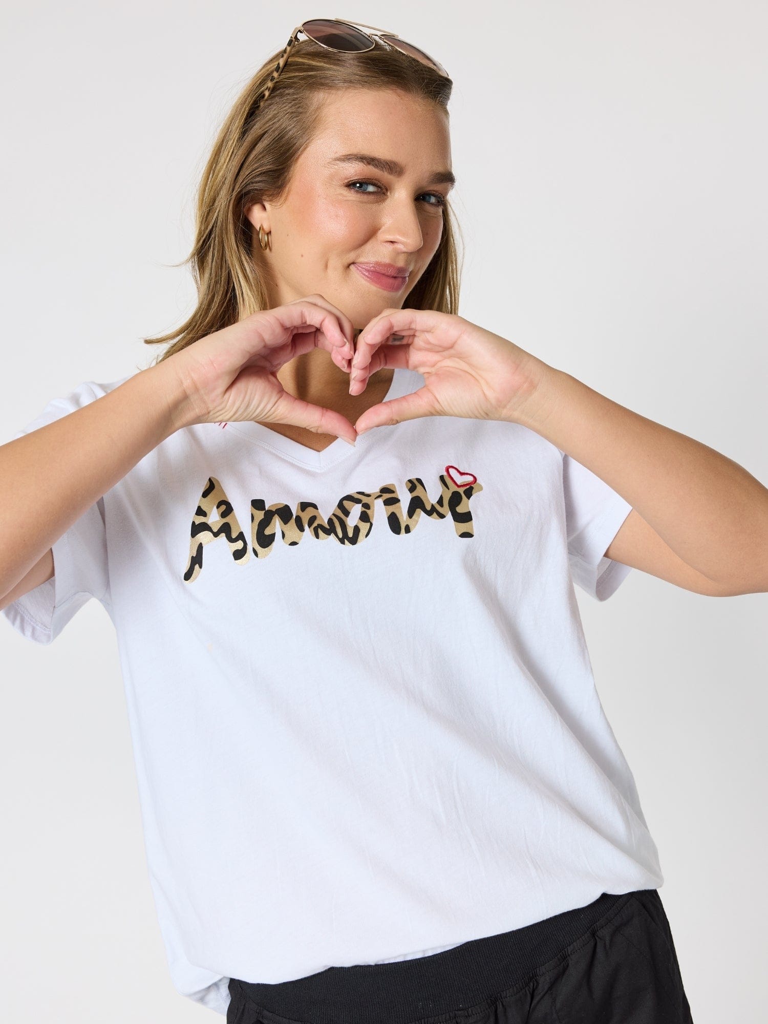 Threadz Threadz Amour Animal Print Tee - White Threadz Amour Animal Print Tee - White Splash Swimwear Tops