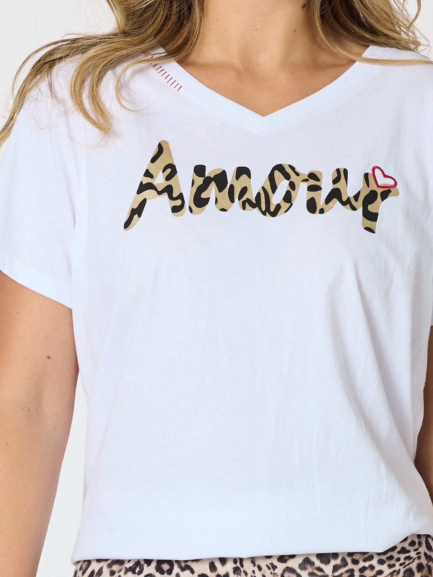 Threadz Threadz Amour Animal Print Tee - White Threadz Amour Animal Print Tee - White Splash Swimwear Tops