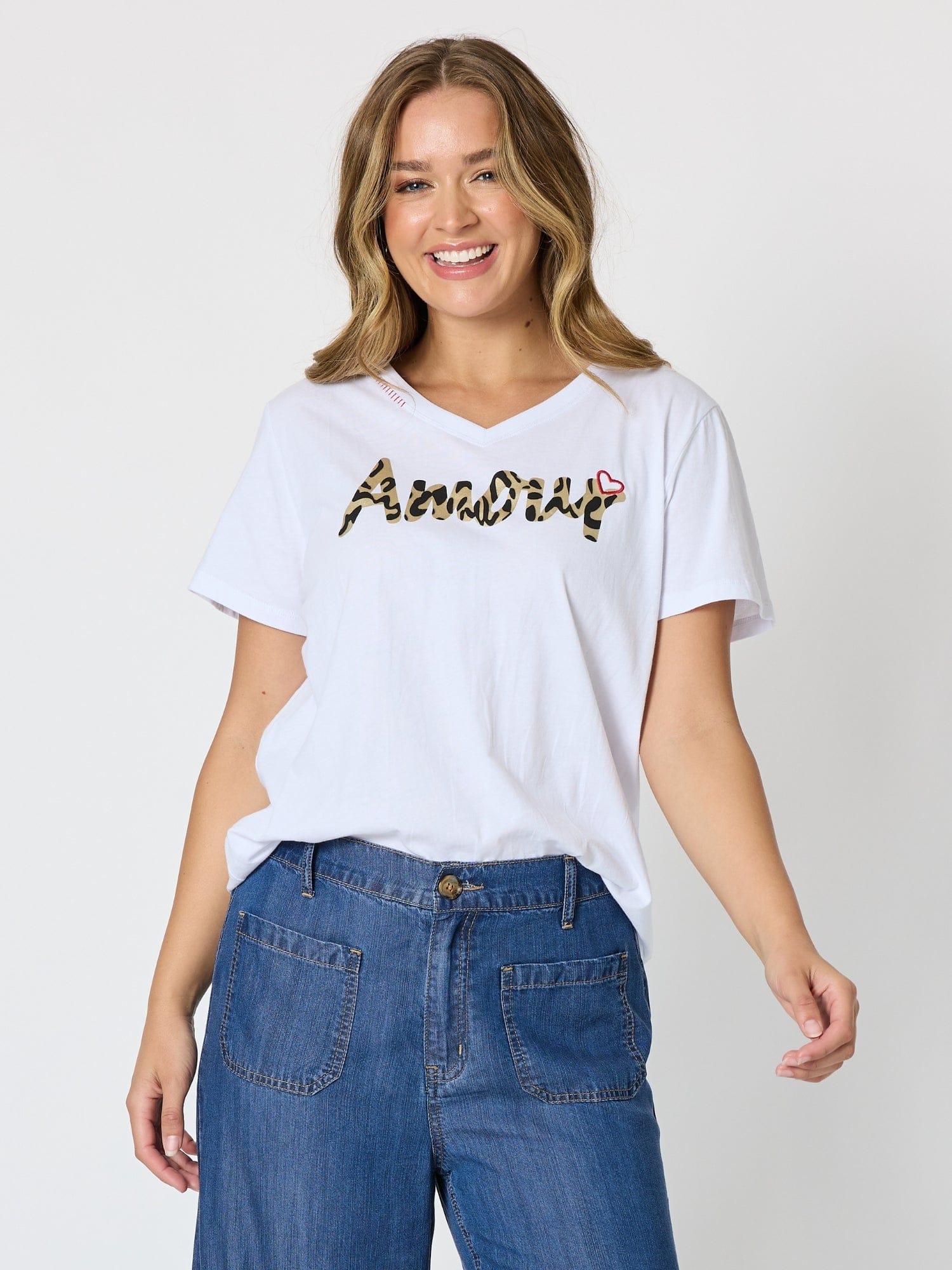Threadz Threadz Amour Animal Print Tee - White Threadz Amour Animal Print Tee - White Splash Swimwear Tops