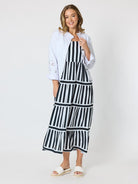Threadz Threadz Bianca Stripe Print Sundress - Black/White Threadz Bianca Stripe Print Sundress - Black/White Splash Swimwear Womens Clothing