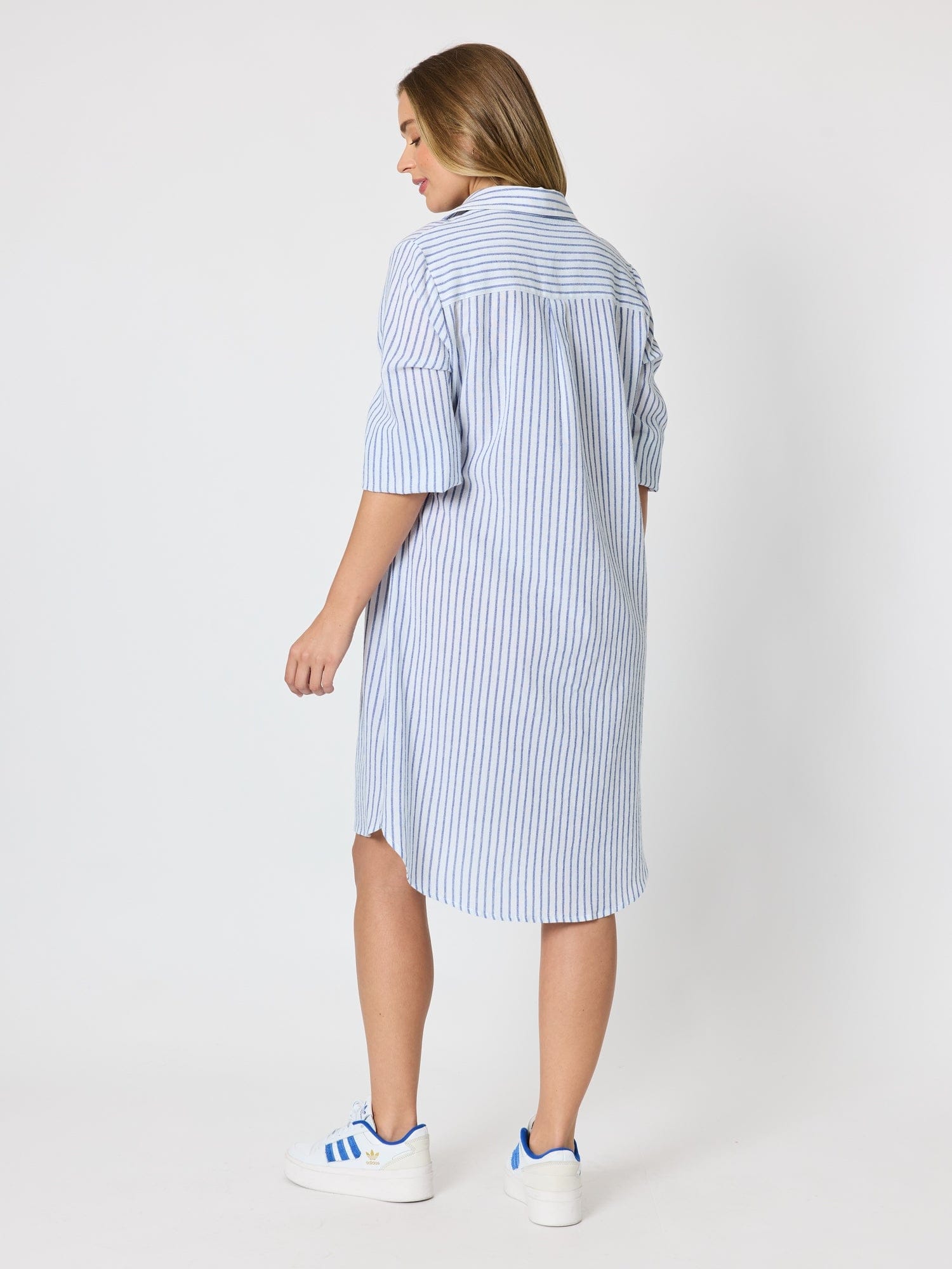 Threadz Threadz Coast Stripe Shirtdress - Blue/White Threadz Coast Stripe Shirtdress - Blue/White Splash Swimwear Dresses