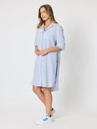 Threadz Threadz Coast Stripe Shirtdress - Blue/White Threadz Coast Stripe Shirtdress - Blue/White Splash Swimwear Dresses
