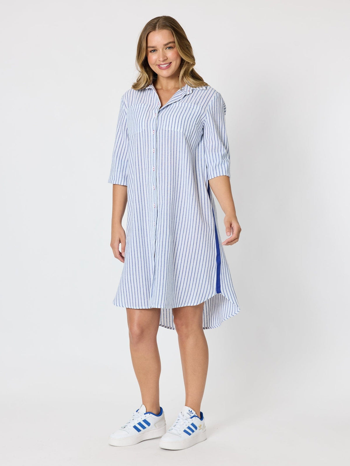Threadz Threadz Coast Stripe Shirtdress - Blue/White Threadz Coast Stripe Shirtdress - Blue/White Splash Swimwear Dresses