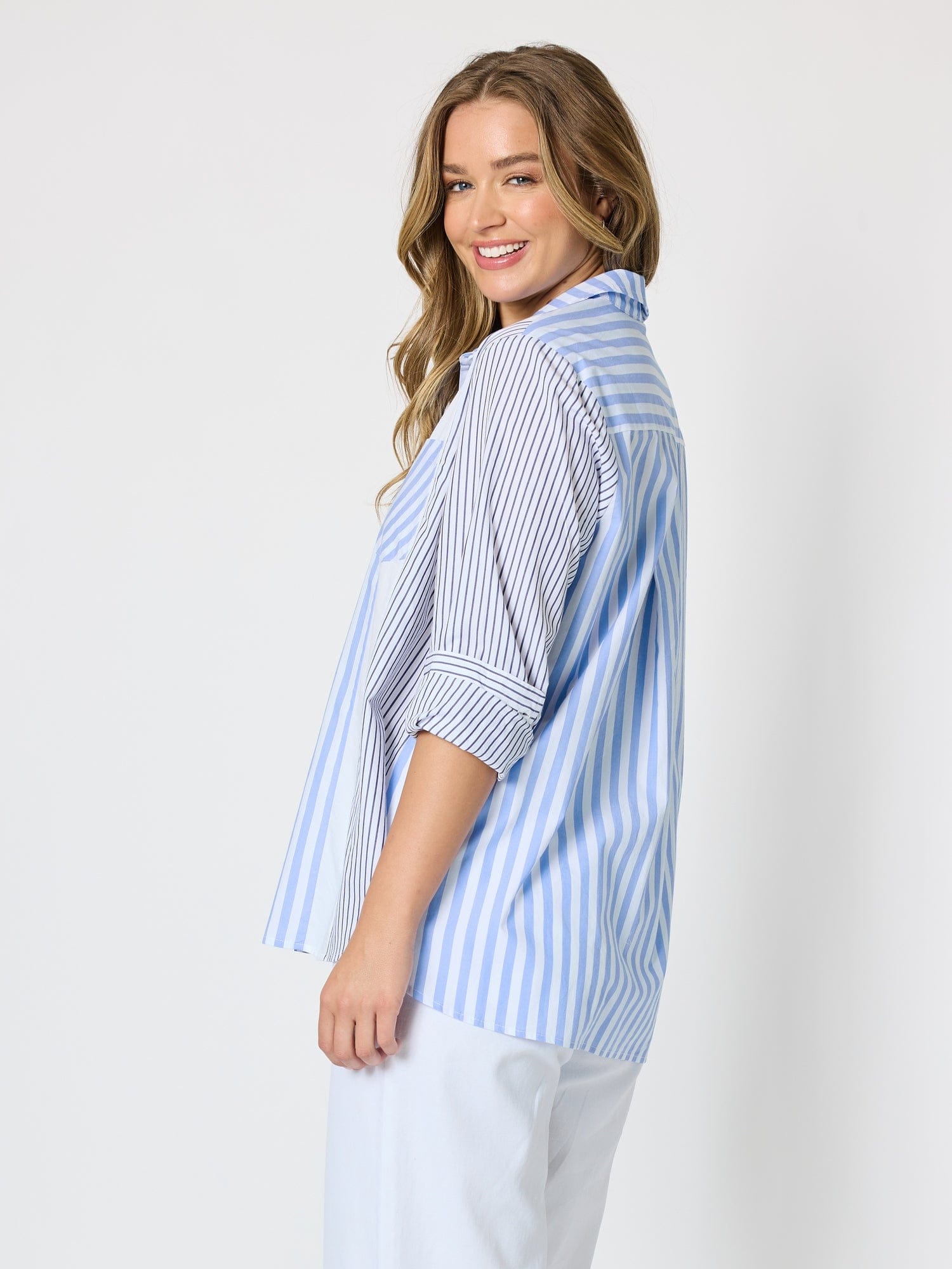 Threadz Threadz Miramar Stripe Shirt - Blue/White Threadz Miramar Stripe Shirt - Blue/White Splash Swimwear Tops
