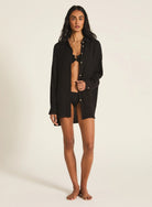 Tigerlily Tigerlily Amal Shirt Dress - Black T761036 Tigerlily Amal Shirt Dress - Black Splash Swimwear Shirts S/M 9360519158533