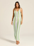 Tigerlily Tigerlily Anja Mara Midi Dress - Green Blue Stripe Tigerlily Anja Mara Midi Dress - Green Blue Stripe Splash Swimwear