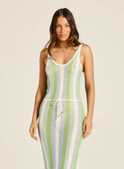 Tigerlily Tigerlily Anja Mara Midi Dress - Green Blue Stripe Tigerlily Anja Mara Midi Dress - Green Blue Stripe Splash Swimwear