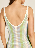 Tigerlily Tigerlily Anja Mara Midi Dress - Green Blue Stripe Tigerlily Anja Mara Midi Dress - Green Blue Stripe Splash Swimwear
