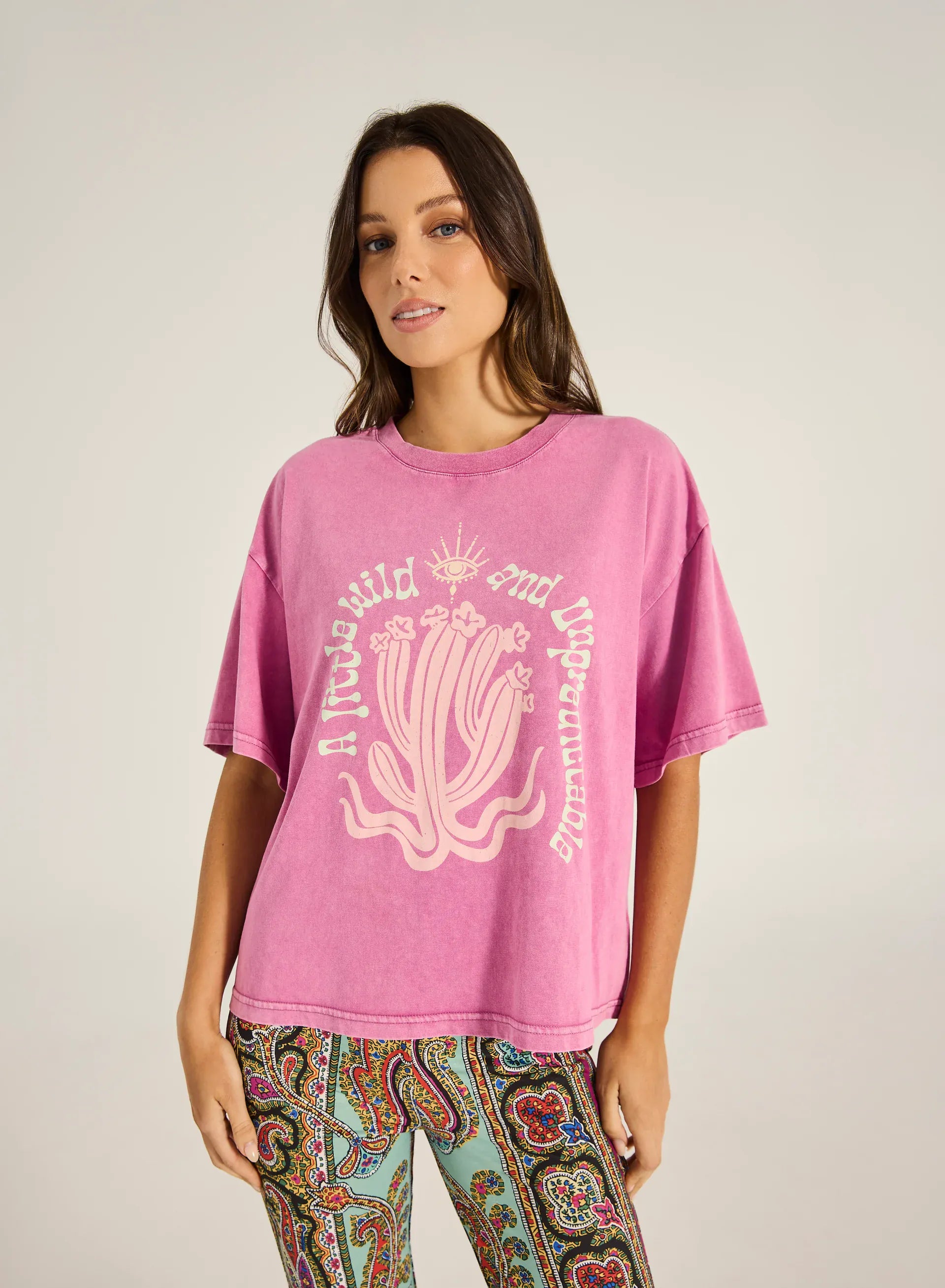 Tigerlily Tigerlily Caya Wild Child Boxy Tee - Magenta Tigerlily Caya Wild Child Boxy Tee - Magenta Splash Swimwear Shirts