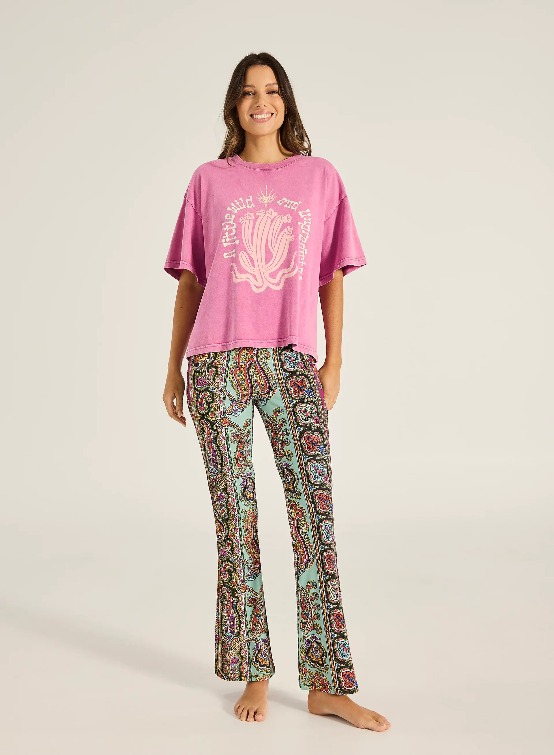 Tigerlily Tigerlily Caya Wild Child Boxy Tee - Magenta Tigerlily Caya Wild Child Boxy Tee - Magenta Splash Swimwear Shirts