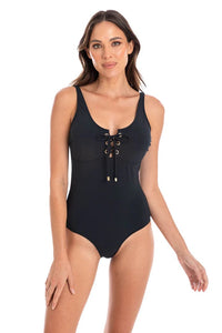 TOGS Black Eyelet One Piece Swimsuit TOGS Black Eyelet One Piece Swimsuit Splash Swimwear One Pieces