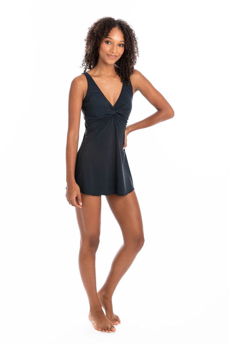 TOGS Black Swimdress Twist TOGS Black Swimdress Twist Splash Swimwear Dresses