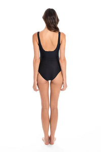 TOGS Black Textured Square One Piece Swimsuit TOGS Black Textured Square One Piece Swimsuit Splash Swimwear One Pieces