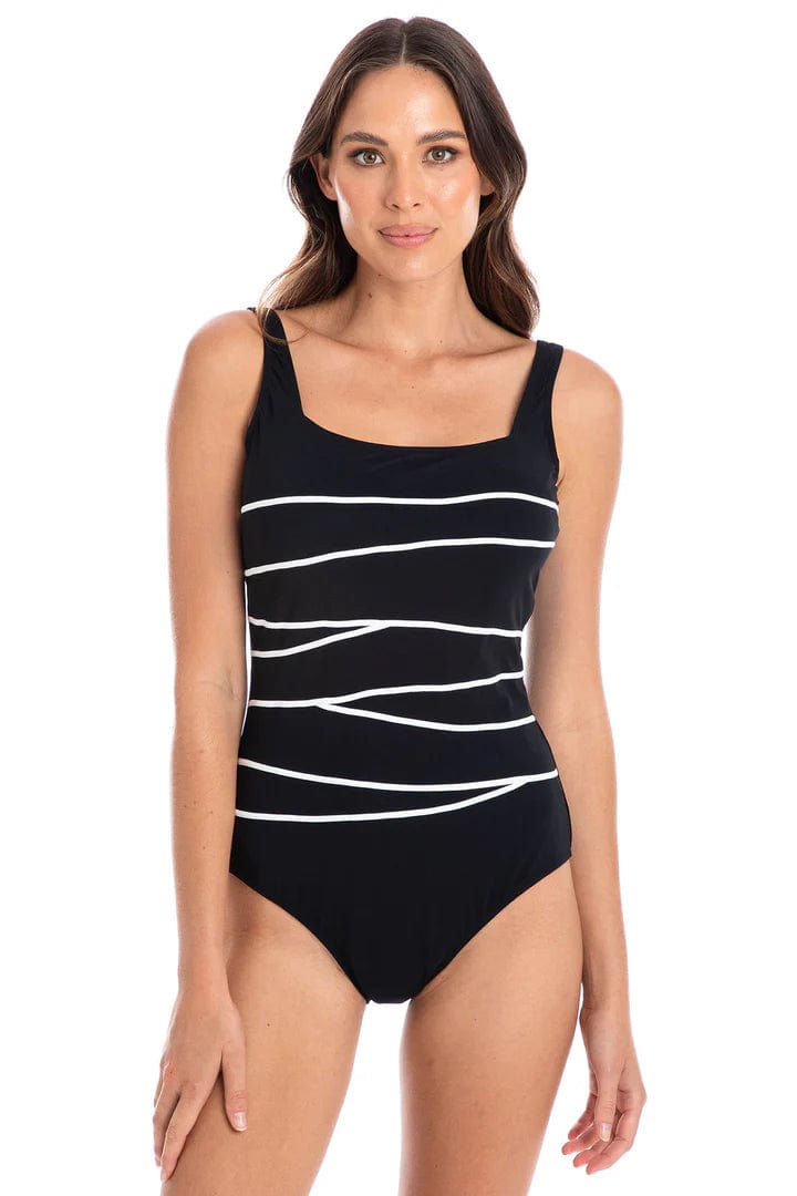 TOGS Chlorine Resistant Square Binding One Piece Swimsuit TOGS Chlorine Resistant Square Binding One Piece Swimsuit Splash Swimwear One Pieces