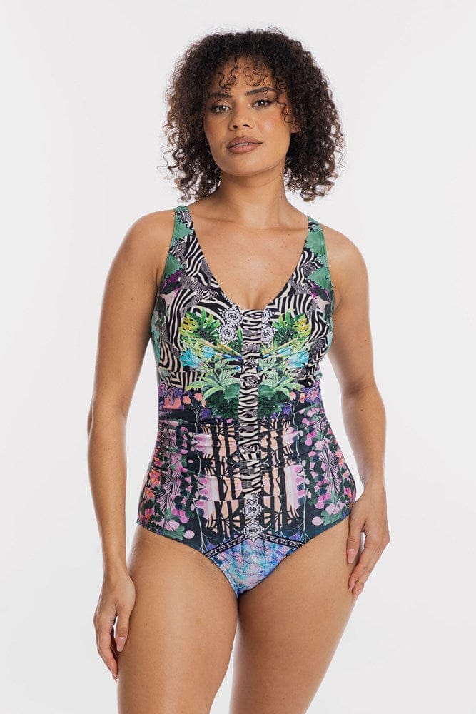 TOGS Togs Gaia V Neck Ruched One Piece Togs Gaia V Neck Ruched One Piece Splash Swimwear One Piece