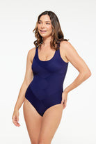TOGS Togs Navy Ribbed Texture Patchwork One Piece Togs Navy Ribbed Texture Patchwork One Piece Splash Swimwear One Piece