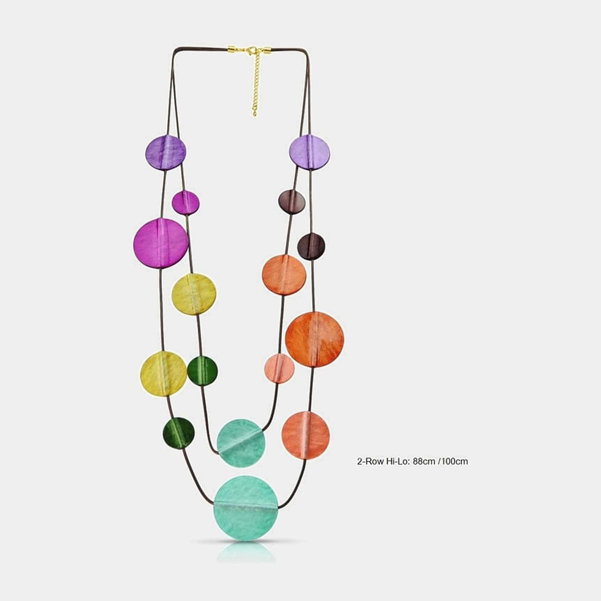 Glamarize NF76M Resin 2 Rows Round Pieces On Cords Necklace 104 cm - Multi