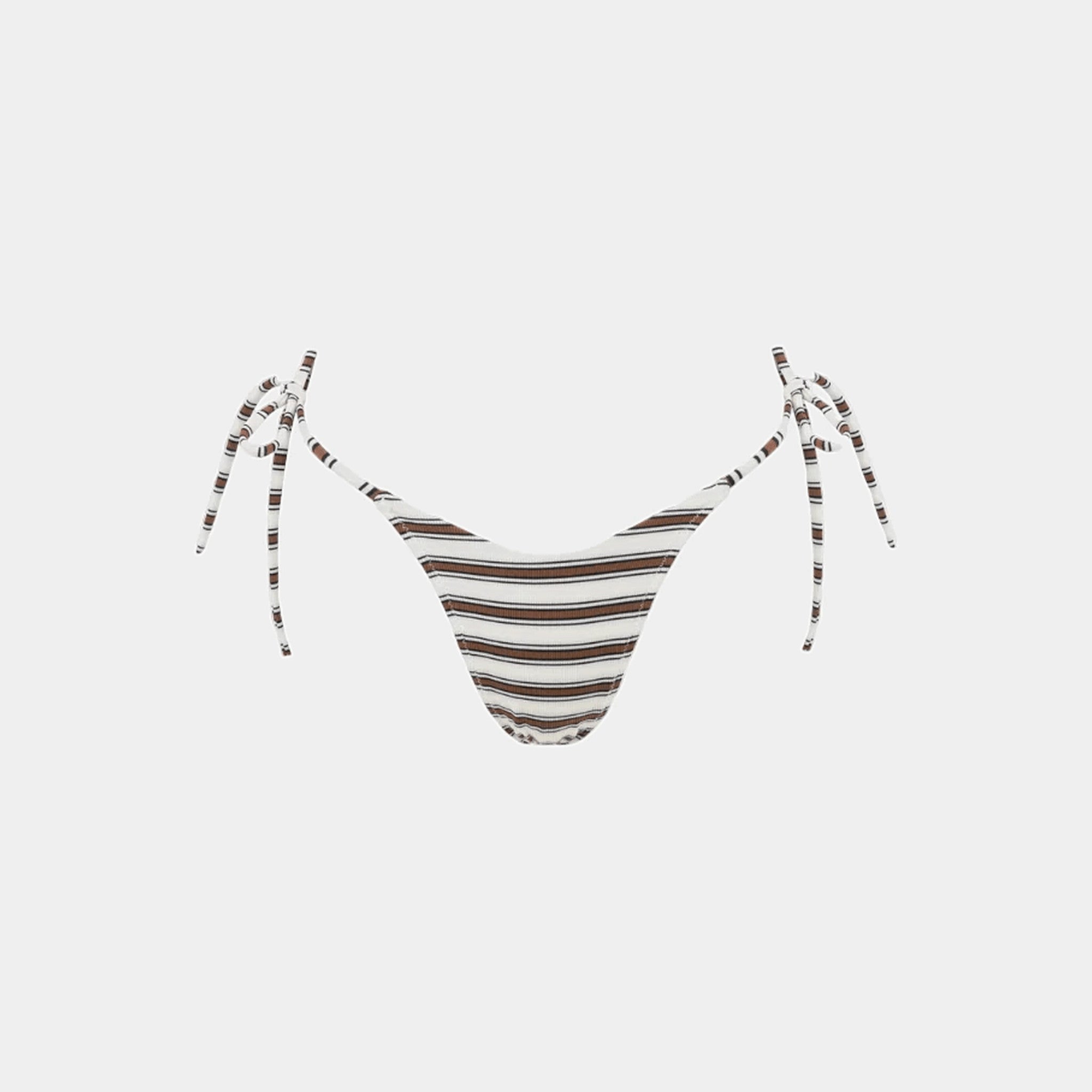Rhythm Womens Rhythm Tami Stripe Tie Side Hi Cut Pant- Chocolate Rhythm Tami Stripe Tie Side Hi Cut Pant- Chocolate Splash Swimwear Dresses