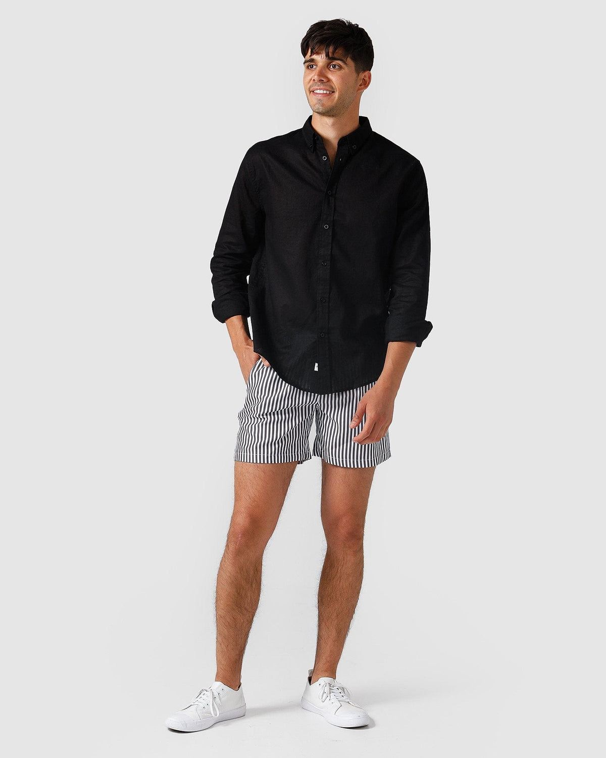 Vacay Swimwear Linen Shirt - Black* Vacay Linen Shirt - Black Splash Swimwear Mens