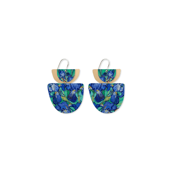 Van Gogh Irises Layered Double Bell Drop Earrings - Moe Moe - Splash Swimwear  - accessories, earrings, Feb24, moe moe, Womens - Splash Swimwear 