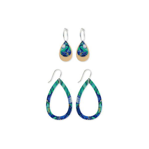 Van Gogh Irises Trinity Tear Pack Earrings - Moe Moe - Splash Swimwear  - accessories, earrings, Feb24, moe moe, new accessories, new arrivals - Splash Swimwear 