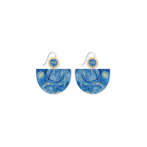 Van Gogh Starry Night Large Bell Circles Drop Earrings - Moe Moe - Splash Swimwear  - accessories, earrings, Feb24, moe moe, Womens - Splash Swimwear 