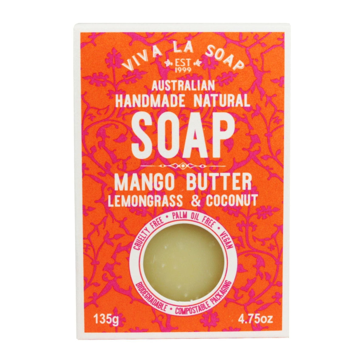 Viva La Body Natural Soap -  Mango Butter, Lemongrass & Coconut (135g) Splash Swimwear Health & Beauty 9345151000013