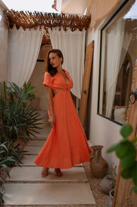 Wallis & Jazz Island Luxe Madison Maxi Dress in Peach Island Luxe Madison Maxi Dress in Peach Splash Swimwear