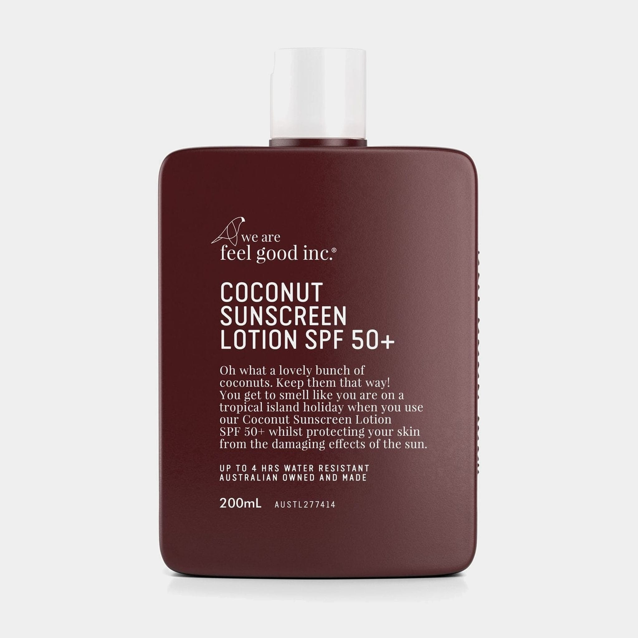 We Are Feel Good Inc. Coconut Sunscreen SPF50+ (200ml) FGCOC200 Coconut Sunscreen SPF50+ (200ml) Splash Swimwear Health & Beauty 9359702000162