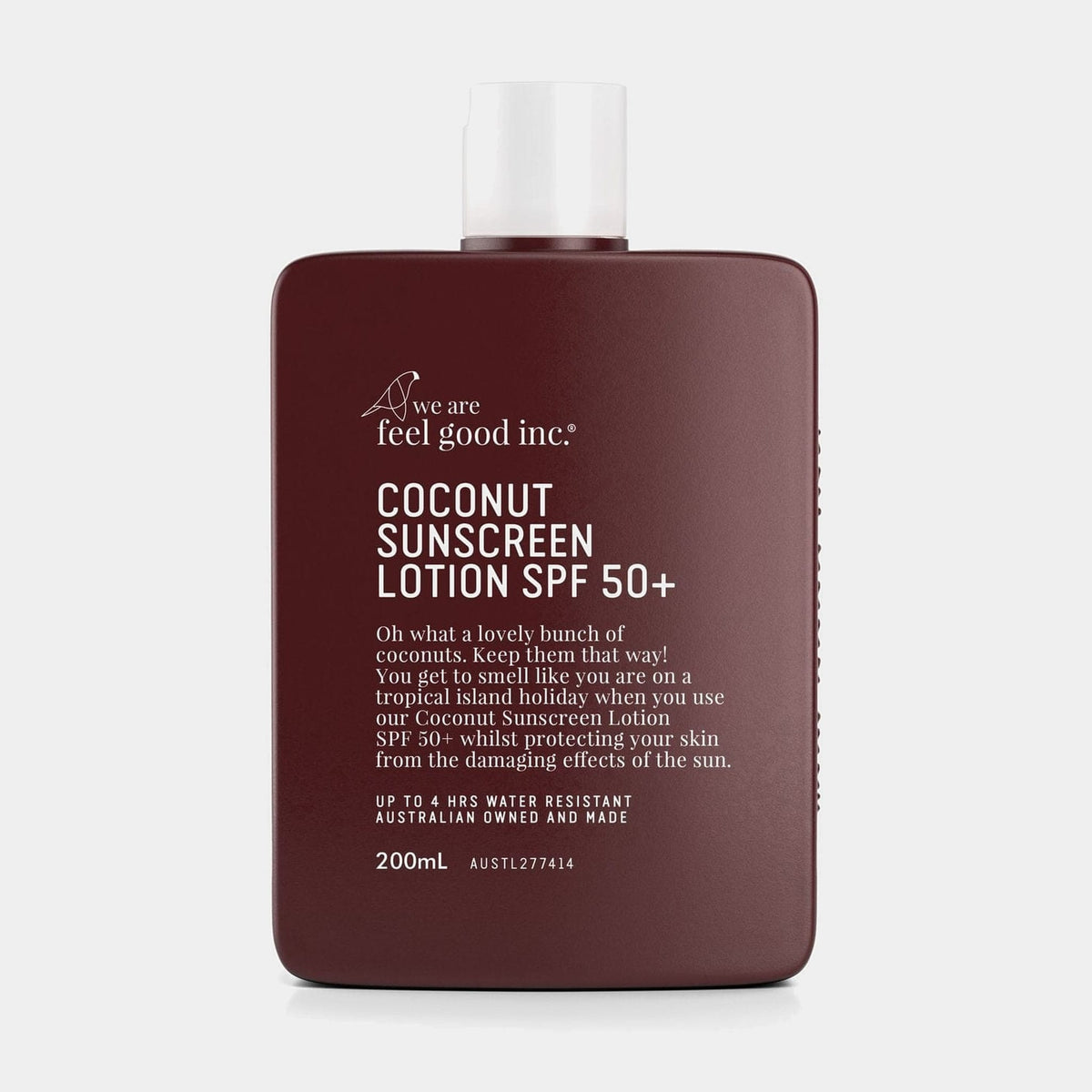 We Are Feel Good Inc. Coconut Sunscreen SPF50+ (200ml) FGCOC200 Coconut Sunscreen SPF50+ (200ml) Splash Swimwear Health & Beauty 9359702000162
