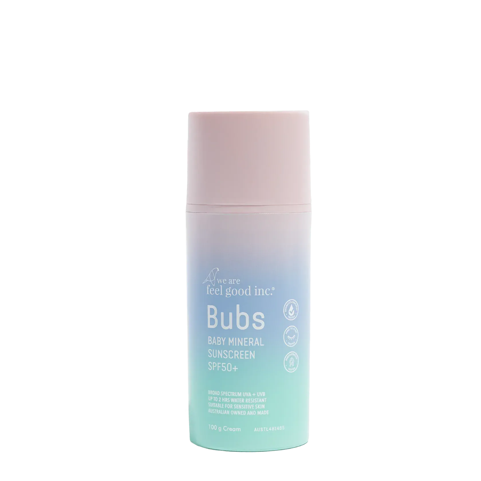 We Are Feel Good Inc. WAFG Bubs Baby Mineral Sunscreen Cream SPF50+ 100g WAFG Bubs Baby Mineral Sunscreen Cream SPF50+ 100g Splash Swimwear Health & Beauty